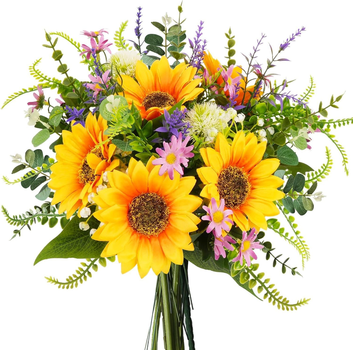 Sunflowers Artificial Cemetery Flowers for Grave Vase Silk Flower Bouquet