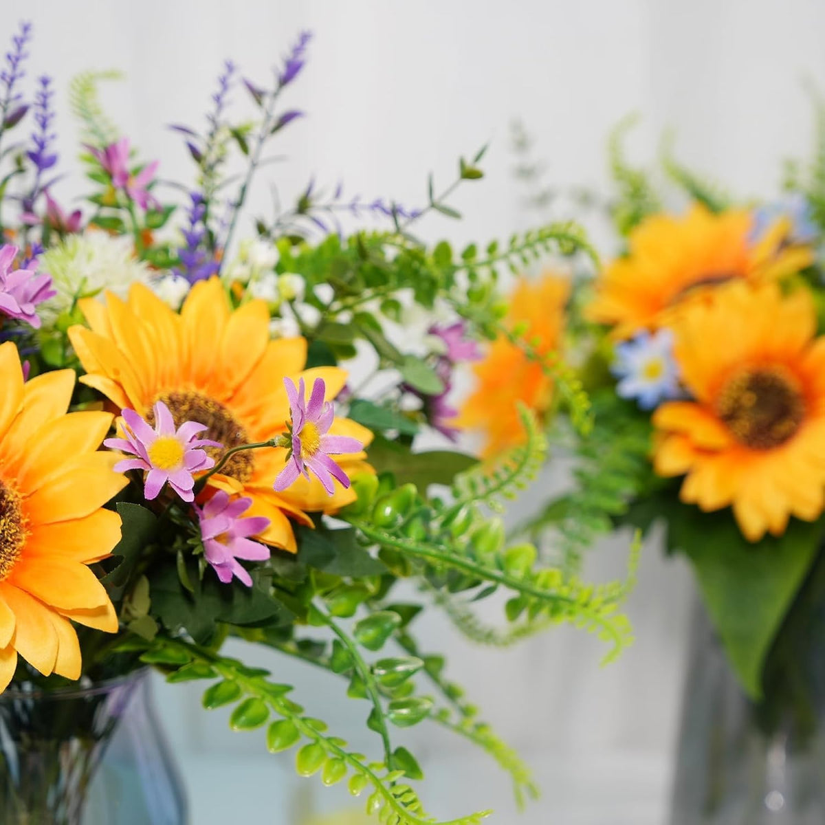 Sunflowers Artificial Cemetery Flowers for Grave Vase Silk Flower Bouquet
