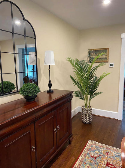 5ft Artificial Palm Tree for Home Decor, 5 Feet Faux Plant Fake Silk Tropical Kentia Areca Trees with Pot for Indoor Outdoor House Living Room Office Porch Garden (5 ft Tall) - Set of 2 Pack