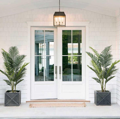 5ft Artificial Palm Tree for Home Decor, 5 Feet Faux Plant Fake Silk Tropical Kentia Areca Trees with Pot for Indoor Outdoor House Living Room Office Porch Garden (5 ft Tall) - Set of 2 Pack