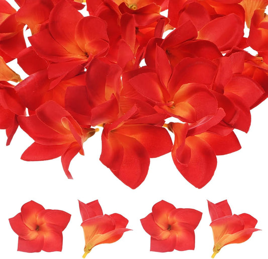 30-Pack Artificial Plumeria Flowers 3.9"/ 10cm, Sunset Red
