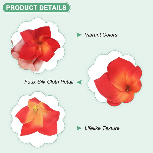 30-Pack Artificial Plumeria Flowers 3.9"/ 10cm, Sunset Red