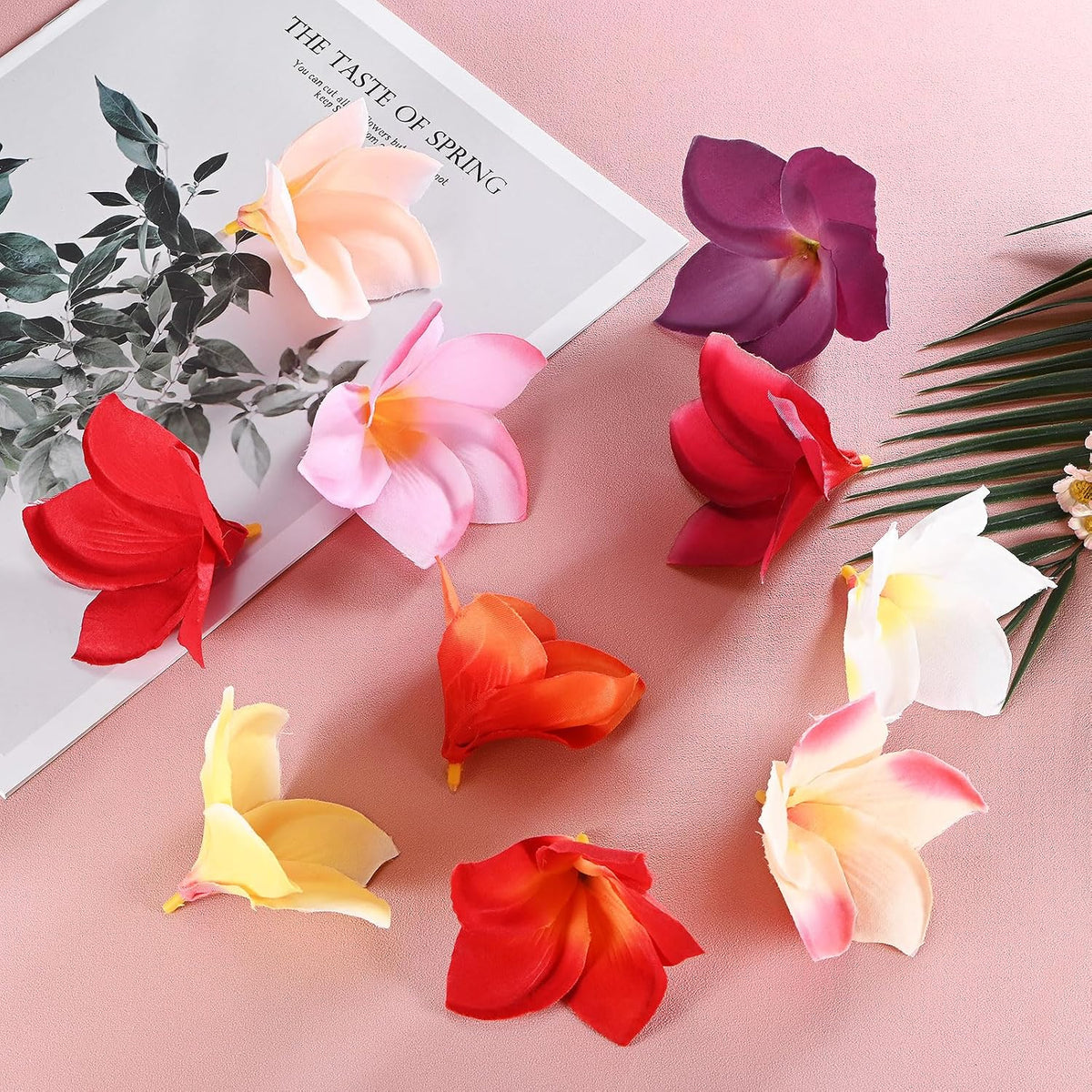 30-Pack Artificial Plumeria Flowers 3.9"/ 10cm, Sunset Red