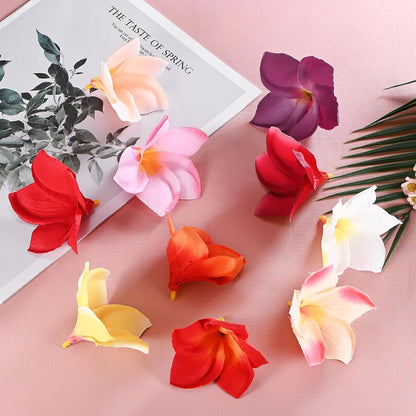 30-Pack Artificial Plumeria Flowers 3.9"/ 10cm, Sunset Red