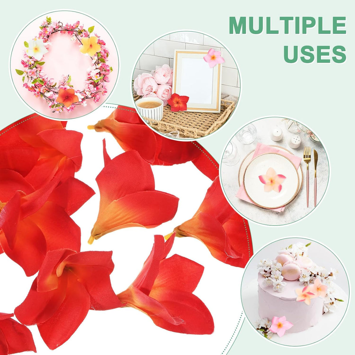 30-Pack Artificial Plumeria Flowers 3.9"/ 10cm, Sunset Red