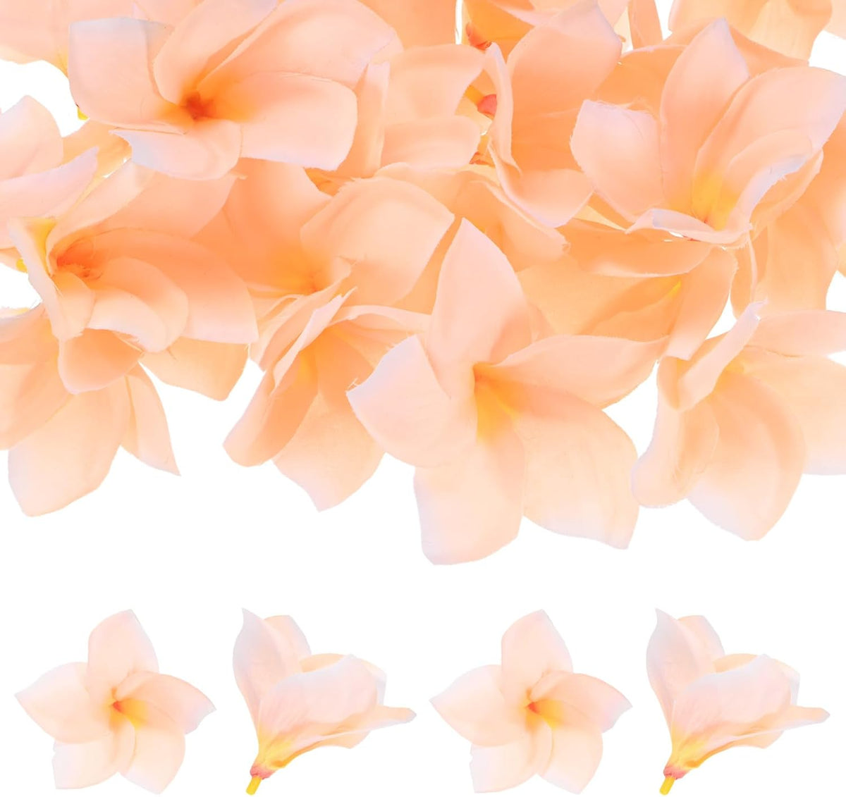 30-Pack Artificial Plumeria Flowers 3.9"/ 10cm, Sunset Red