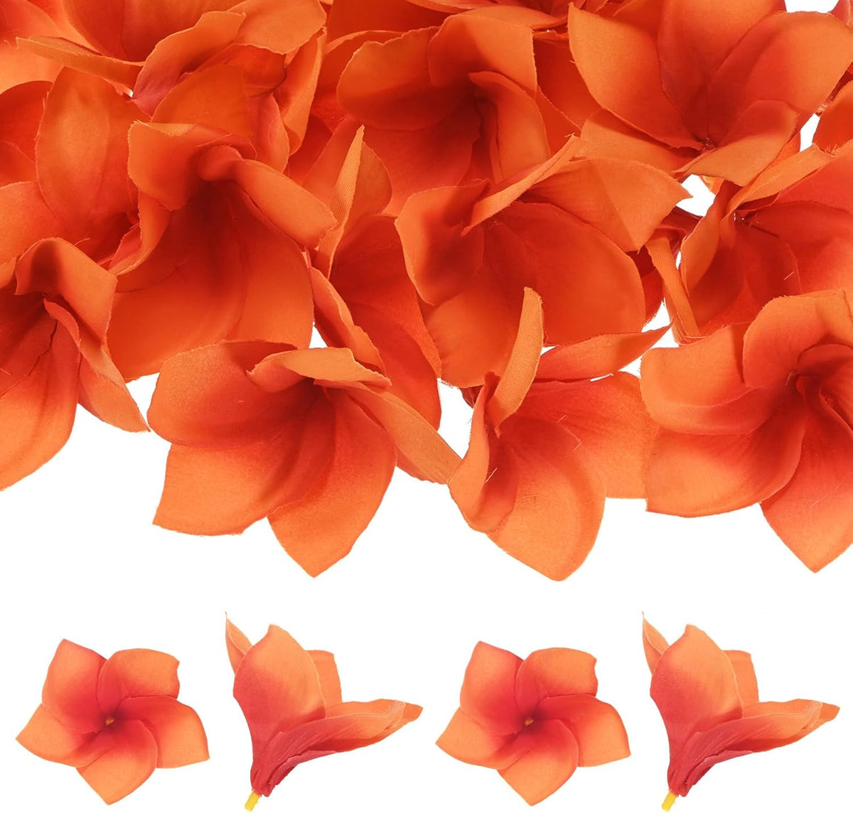 30-Pack Artificial Plumeria Flowers 3.9"/ 10cm, Sunset Red