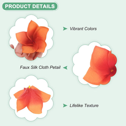 30-Pack Artificial Plumeria Flowers 3.9"/ 10cm, Sunset Red
