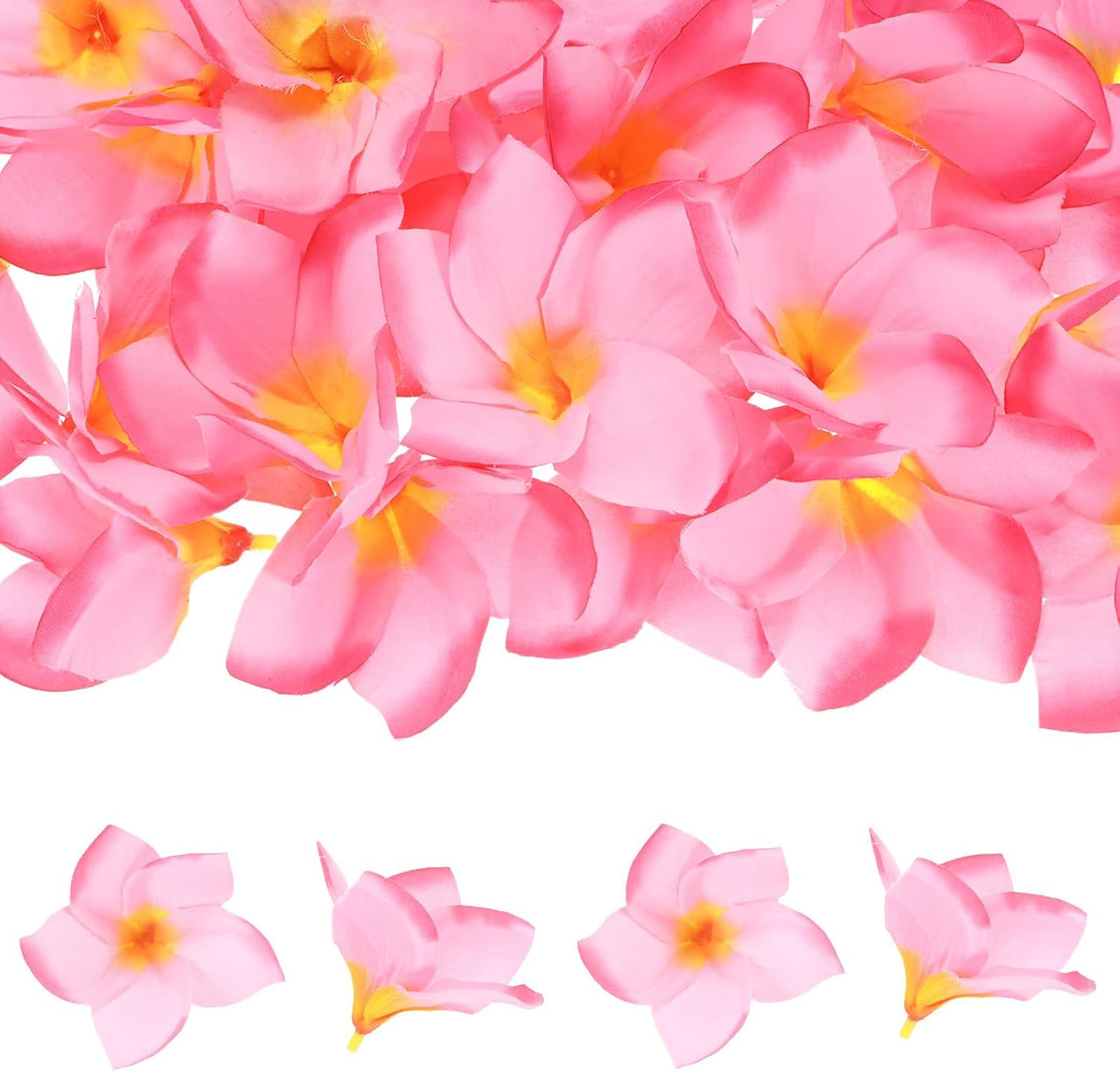 30-Pack Artificial Plumeria Flowers 3.9"/ 10cm, Sunset Red
