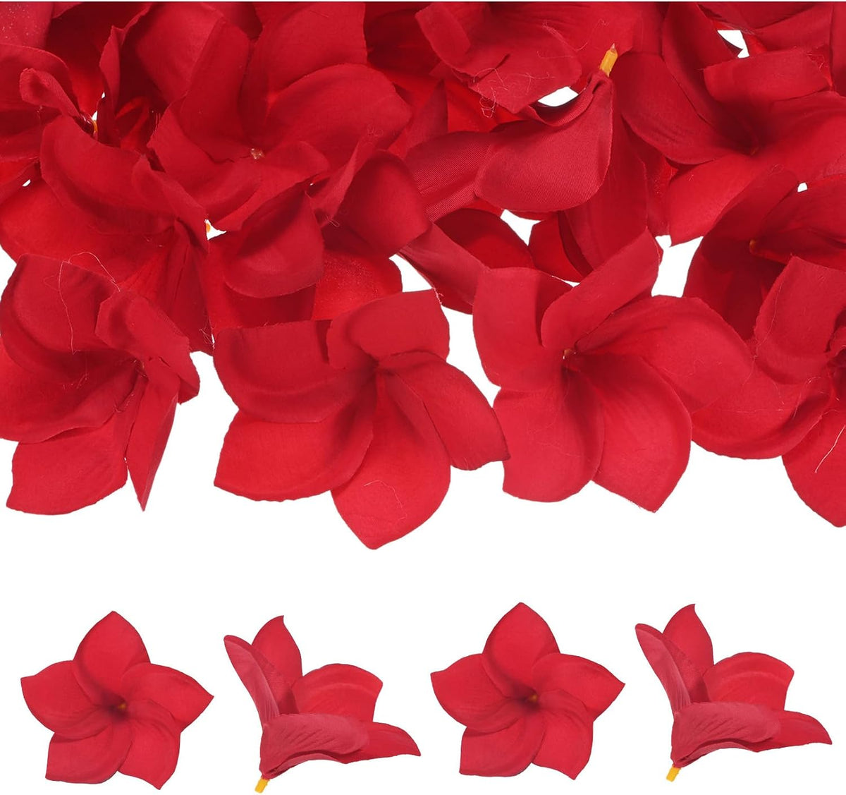 30-Pack Artificial Plumeria Flowers 3.9"/ 10cm, Sunset Red