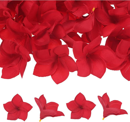 30-Pack Artificial Plumeria Flowers 3.9"/ 10cm, Sunset Red
