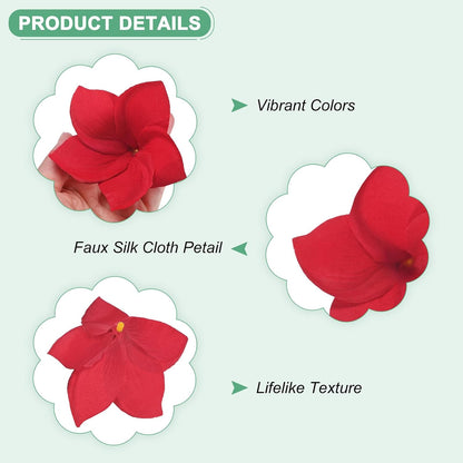 30-Pack Artificial Plumeria Flowers 3.9"/ 10cm, Sunset Red