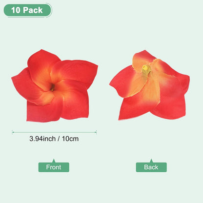 30-Pack Artificial Plumeria Flowers 3.9"/ 10cm, Sunset Red