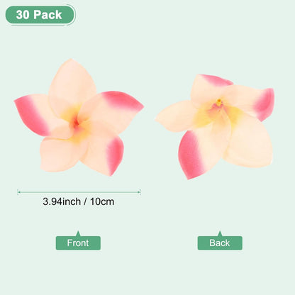 30-Pack Artificial Plumeria Flowers 3.9"/ 10cm, Sunset Red
