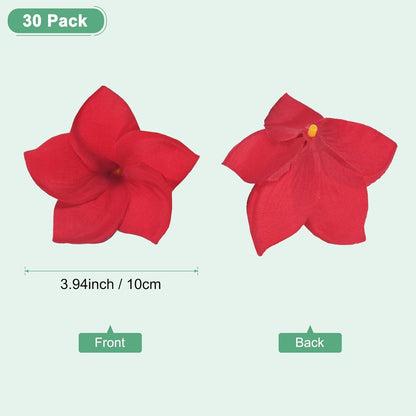 30-Pack Artificial Plumeria Flowers 3.9"/ 10cm, Sunset Red