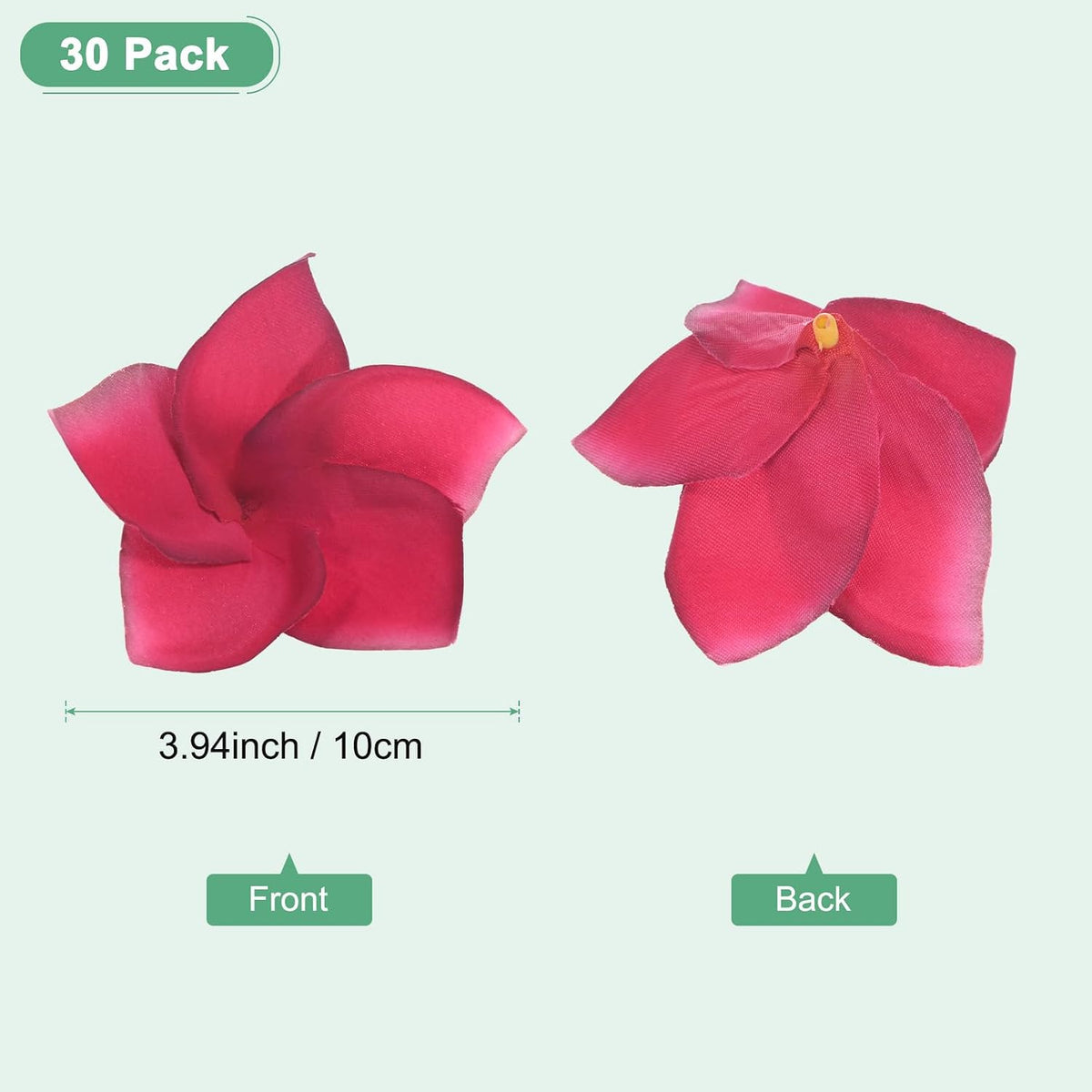 30-Pack Artificial Plumeria Flowers 3.9"/ 10cm, Sunset Red