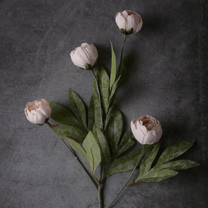 6 Pcs 27" Faux Silk Peony Artificial Flowers Stems for Vase(Cream) | Bulk Fake Peonies Branches with Stems, for DIY Bouquet Centerpieces Wedding Fillers Arrangements Shower Decoration
