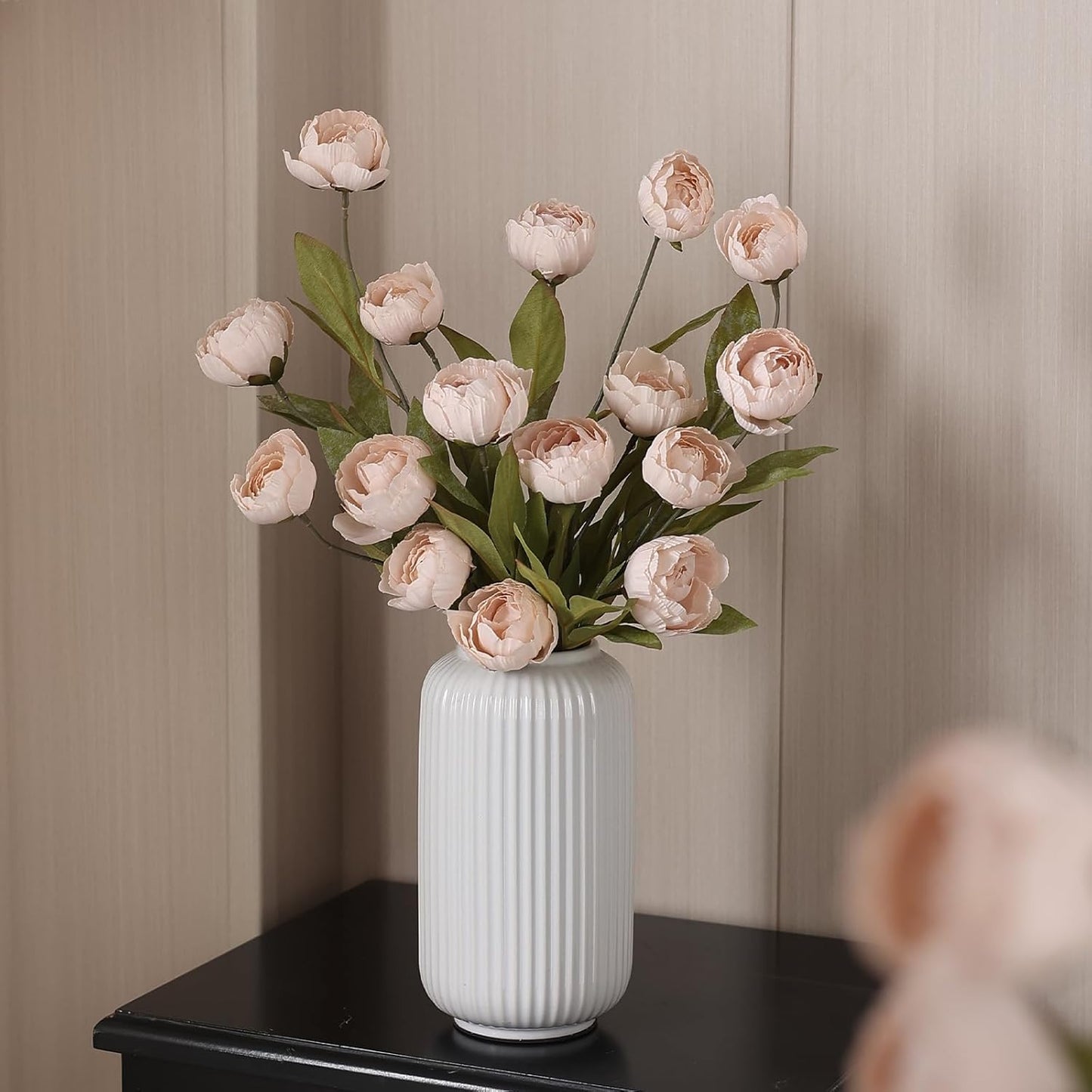6 Pcs 27" Faux Silk Peony Artificial Flowers Stems for Vase(Cream) | Bulk Fake Peonies Branches with Stems, for DIY Bouquet Centerpieces Wedding Fillers Arrangements Shower Decoration