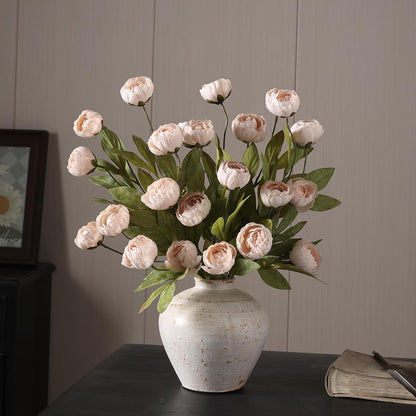 6 Pcs 27" Faux Silk Peony Artificial Flowers Stems for Vase(Cream) | Bulk Fake Peonies Branches with Stems, for DIY Bouquet Centerpieces Wedding Fillers Arrangements Shower Decoration