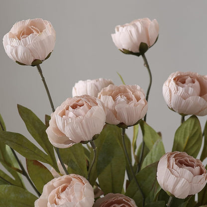 6 Pcs 27" Faux Silk Peony Artificial Flowers Stems for Vase(Cream) | Bulk Fake Peonies Branches with Stems, for DIY Bouquet Centerpieces Wedding Fillers Arrangements Shower Decoration