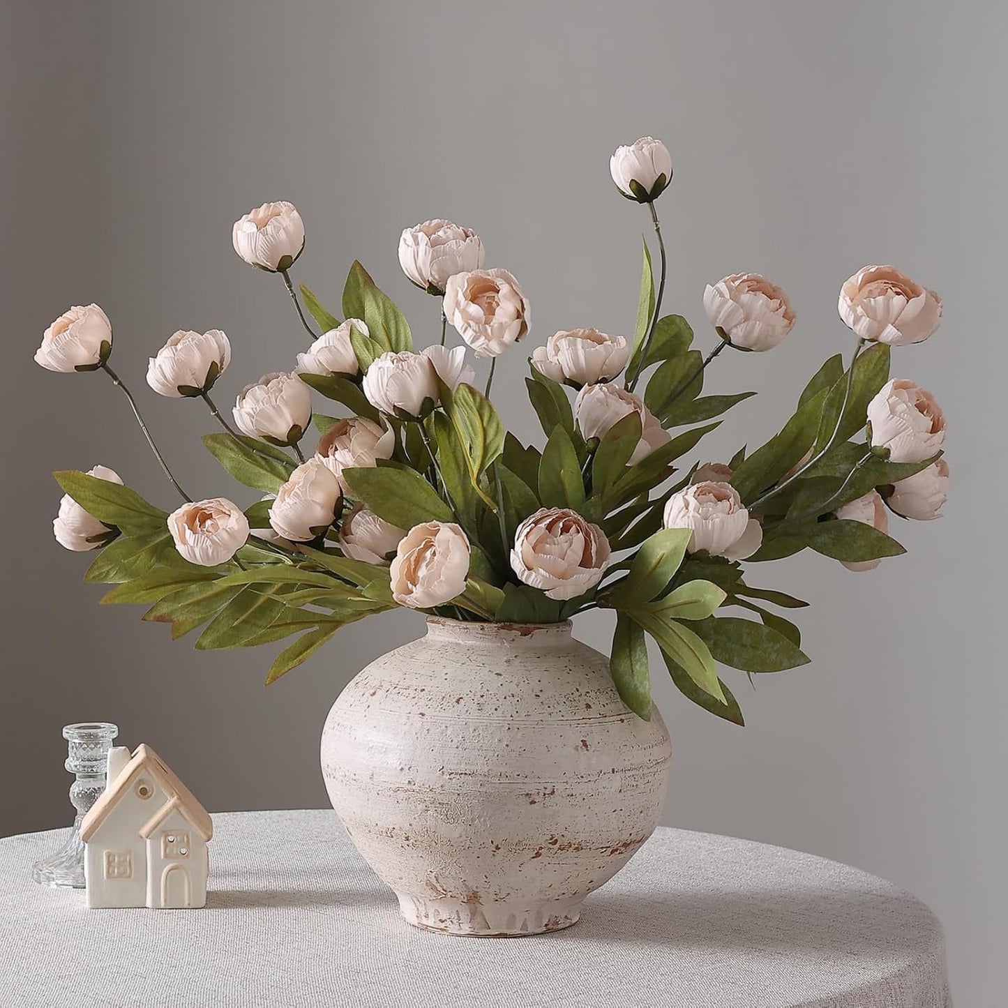 6 Pcs 27" Faux Silk Peony Artificial Flowers Stems for Vase(Cream) | Bulk Fake Peonies Branches with Stems, for DIY Bouquet Centerpieces Wedding Fillers Arrangements Shower Decoration