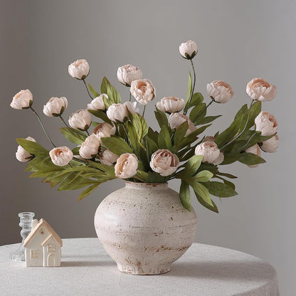 6 Pcs 27" Faux Silk Peony Artificial Flowers Stems for Vase(Cream) | Bulk Fake Peonies Branches with Stems, for DIY Bouquet Centerpieces Wedding Fillers Arrangements Shower Decoration