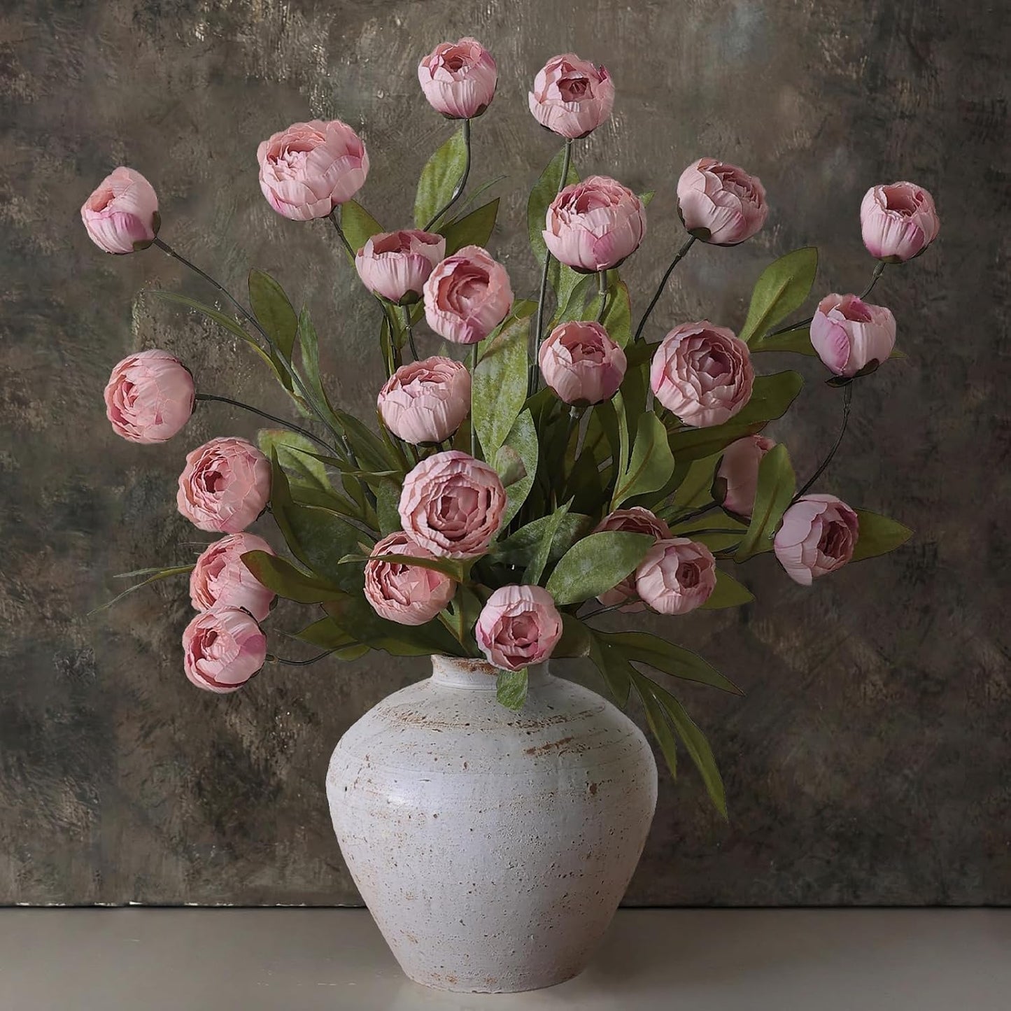 6 Pcs 27" Faux Silk Peony Artificial Flowers Stems for Vase(Cream) | Bulk Fake Peonies Branches with Stems, for DIY Bouquet Centerpieces Wedding Fillers Arrangements Shower Decoration