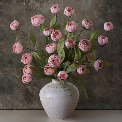 6 Pcs 27" Faux Silk Peony Artificial Flowers Stems for Vase(Cream) | Bulk Fake Peonies Branches with Stems, for DIY Bouquet Centerpieces Wedding Fillers Arrangements Shower Decoration