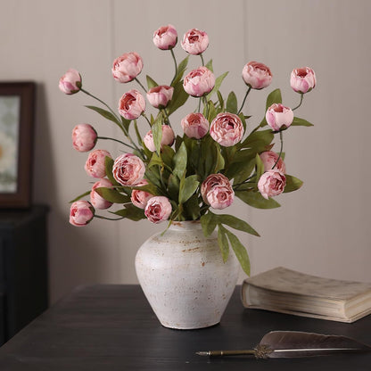 6 Pcs 27" Faux Silk Peony Artificial Flowers Stems for Vase(Cream) | Bulk Fake Peonies Branches with Stems, for DIY Bouquet Centerpieces Wedding Fillers Arrangements Shower Decoration