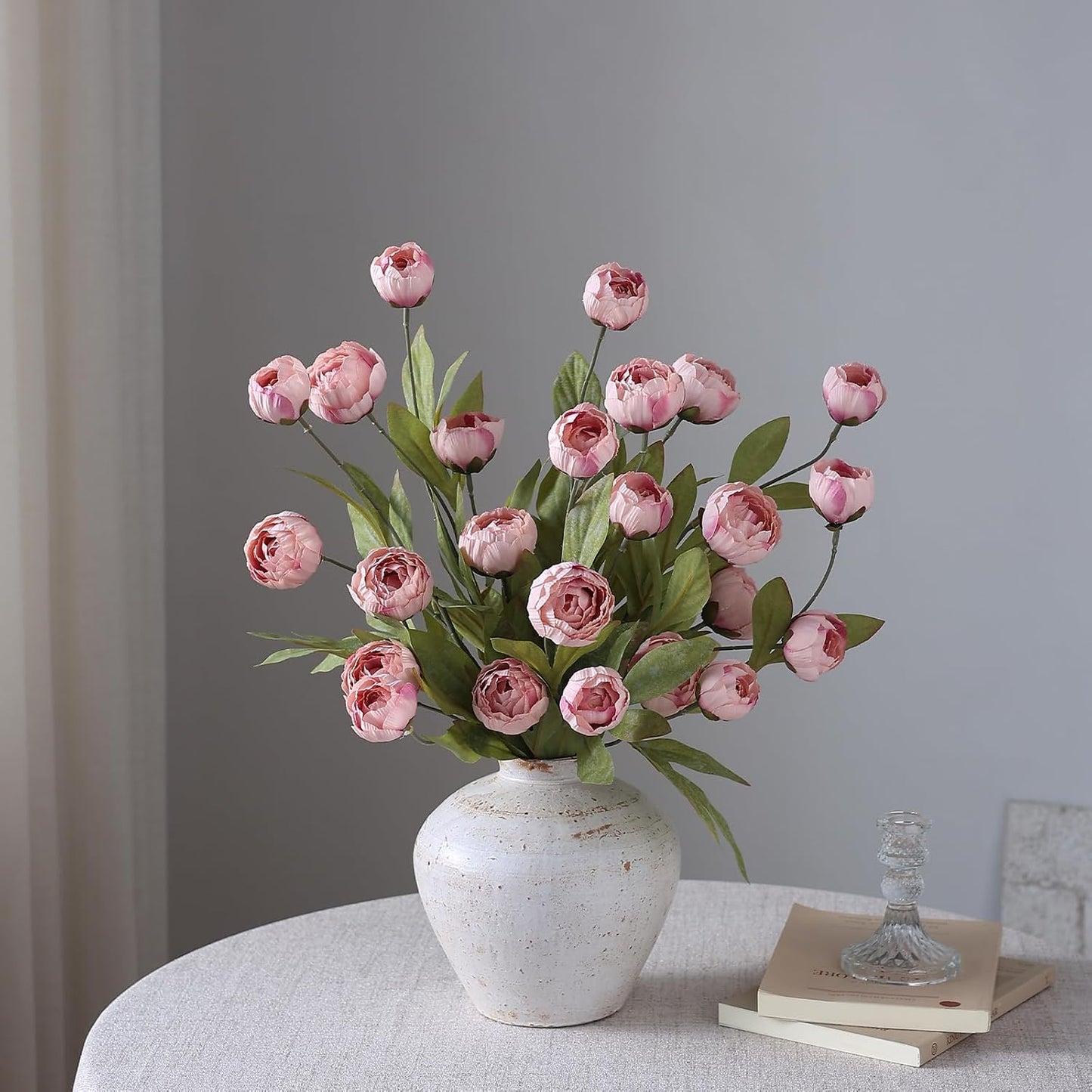 6 Pcs 27" Faux Silk Peony Artificial Flowers Stems for Vase(Cream) | Bulk Fake Peonies Branches with Stems, for DIY Bouquet Centerpieces Wedding Fillers Arrangements Shower Decoration