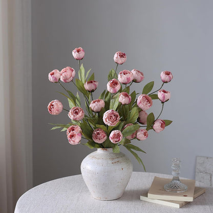 6 Pcs 27" Faux Silk Peony Artificial Flowers Stems for Vase(Cream) | Bulk Fake Peonies Branches with Stems, for DIY Bouquet Centerpieces Wedding Fillers Arrangements Shower Decoration