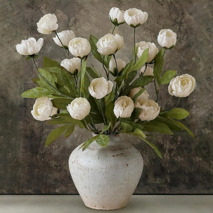 6 Pcs 27" Faux Silk Peony Artificial Flowers Stems for Vase(Cream) | Bulk Fake Peonies Branches with Stems, for DIY Bouquet Centerpieces Wedding Fillers Arrangements Shower Decoration