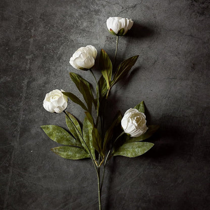 6 Pcs 27" Faux Silk Peony Artificial Flowers Stems for Vase(Cream) | Bulk Fake Peonies Branches with Stems, for DIY Bouquet Centerpieces Wedding Fillers Arrangements Shower Decoration