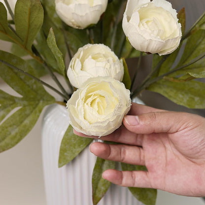 6 Pcs 27" Faux Silk Peony Artificial Flowers Stems for Vase(Cream) | Bulk Fake Peonies Branches with Stems, for DIY Bouquet Centerpieces Wedding Fillers Arrangements Shower Decoration