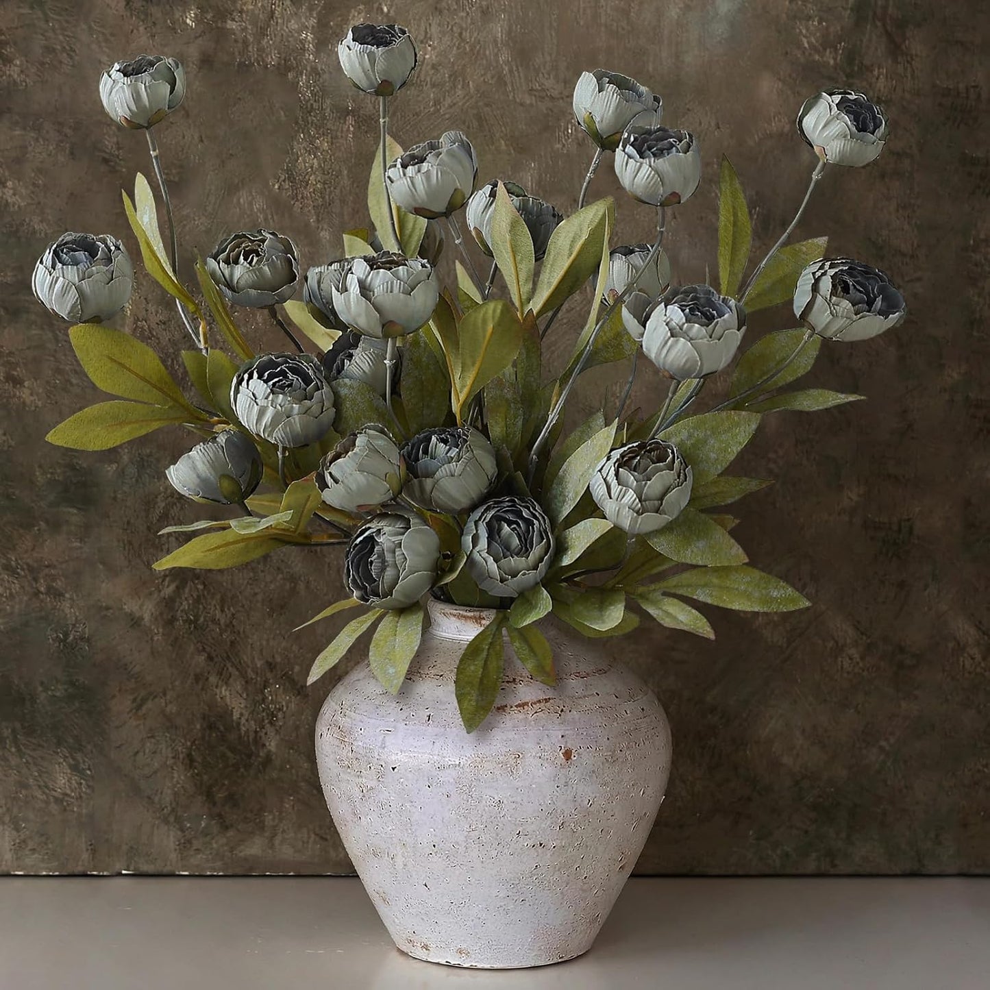 6 Pcs 27" Faux Silk Peony Artificial Flowers Stems for Vase(Cream) | Bulk Fake Peonies Branches with Stems, for DIY Bouquet Centerpieces Wedding Fillers Arrangements Shower Decoration
