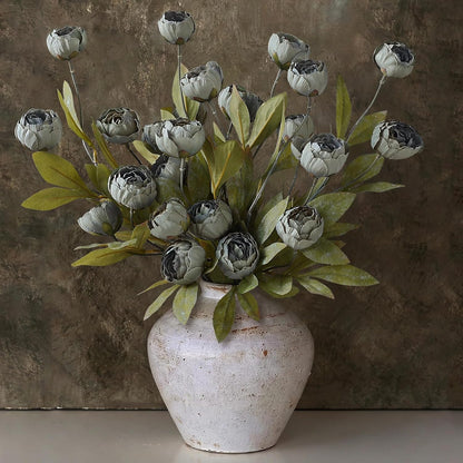 6 Pcs 27" Faux Silk Peony Artificial Flowers Stems for Vase(Cream) | Bulk Fake Peonies Branches with Stems, for DIY Bouquet Centerpieces Wedding Fillers Arrangements Shower Decoration