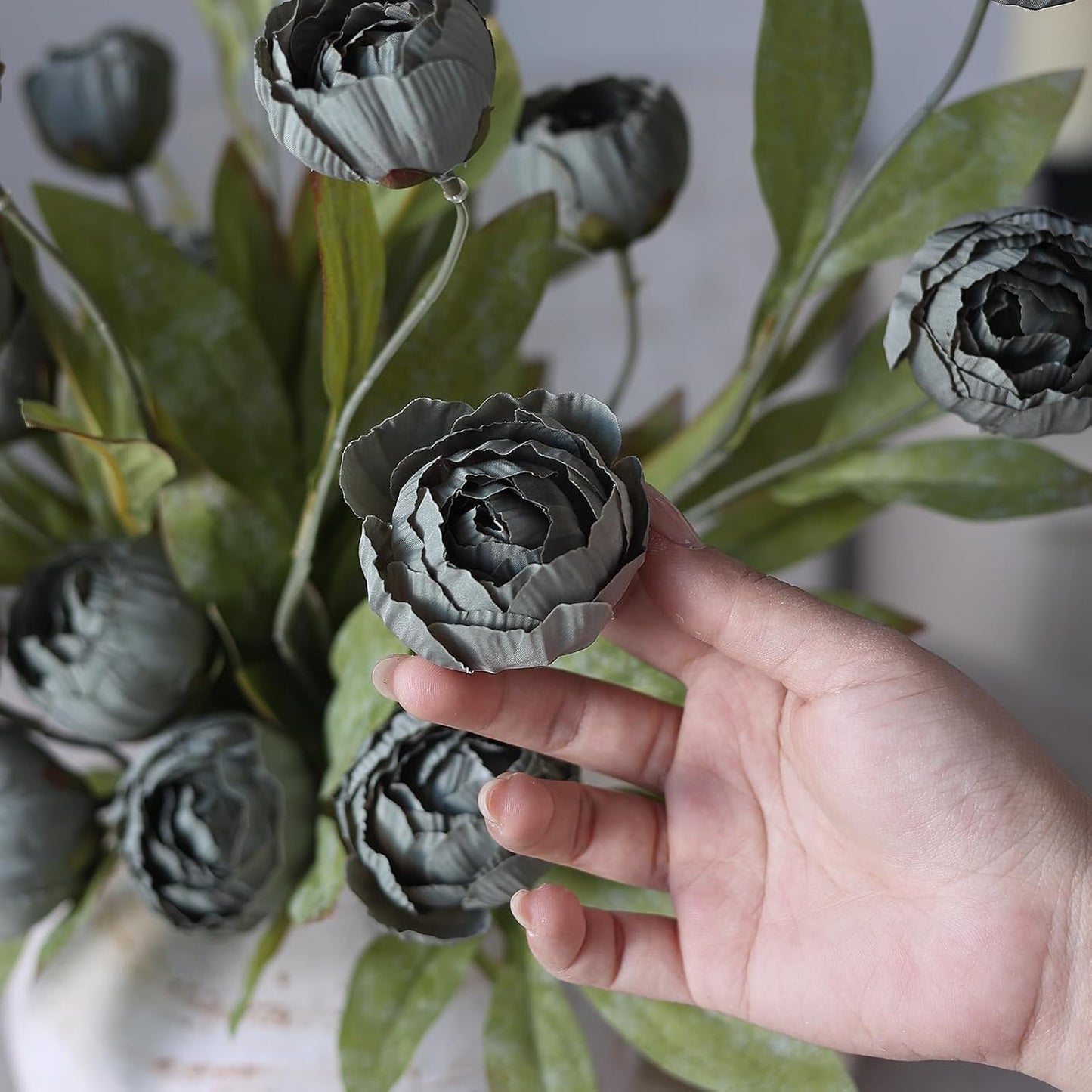 6 Pcs 27" Faux Silk Peony Artificial Flowers Stems for Vase(Cream) | Bulk Fake Peonies Branches with Stems, for DIY Bouquet Centerpieces Wedding Fillers Arrangements Shower Decoration
