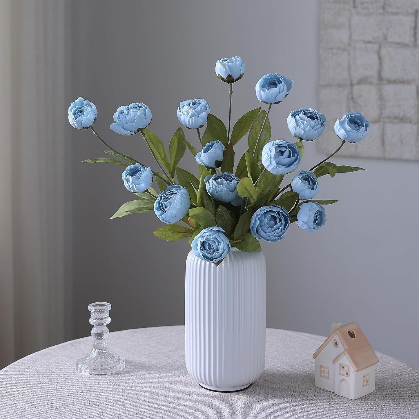 6 Pcs 27" Faux Silk Peony Artificial Flowers Stems for Vase(Cream) | Bulk Fake Peonies Branches with Stems, for DIY Bouquet Centerpieces Wedding Fillers Arrangements Shower Decoration