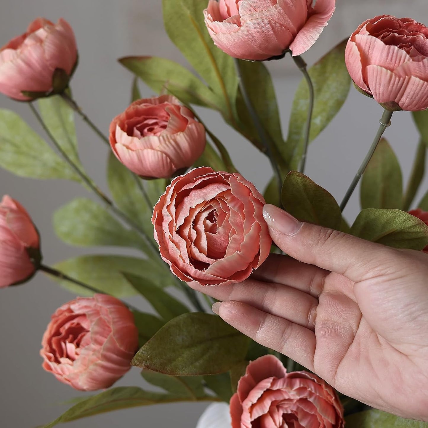 6 Pcs 27" Faux Silk Peony Artificial Flowers Stems for Vase(Cream) | Bulk Fake Peonies Branches with Stems, for DIY Bouquet Centerpieces Wedding Fillers Arrangements Shower Decoration