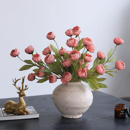 6 Pcs 27" Faux Silk Peony Artificial Flowers Stems for Vase(Cream) | Bulk Fake Peonies Branches with Stems, for DIY Bouquet Centerpieces Wedding Fillers Arrangements Shower Decoration
