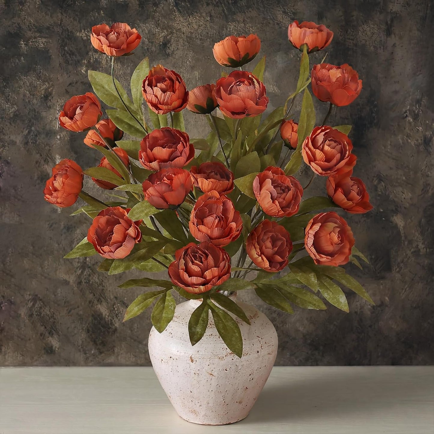 6 Pcs 27" Faux Silk Peony Artificial Flowers Stems for Vase(Cream) | Bulk Fake Peonies Branches with Stems, for DIY Bouquet Centerpieces Wedding Fillers Arrangements Shower Decoration