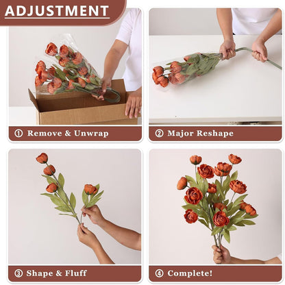 6 Pcs 27" Faux Silk Peony Artificial Flowers Stems for Vase(Cream) | Bulk Fake Peonies Branches with Stems, for DIY Bouquet Centerpieces Wedding Fillers Arrangements Shower Decoration