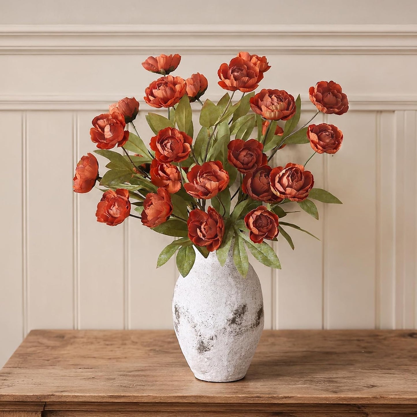 6 Pcs 27" Faux Silk Peony Artificial Flowers Stems for Vase(Cream) | Bulk Fake Peonies Branches with Stems, for DIY Bouquet Centerpieces Wedding Fillers Arrangements Shower Decoration