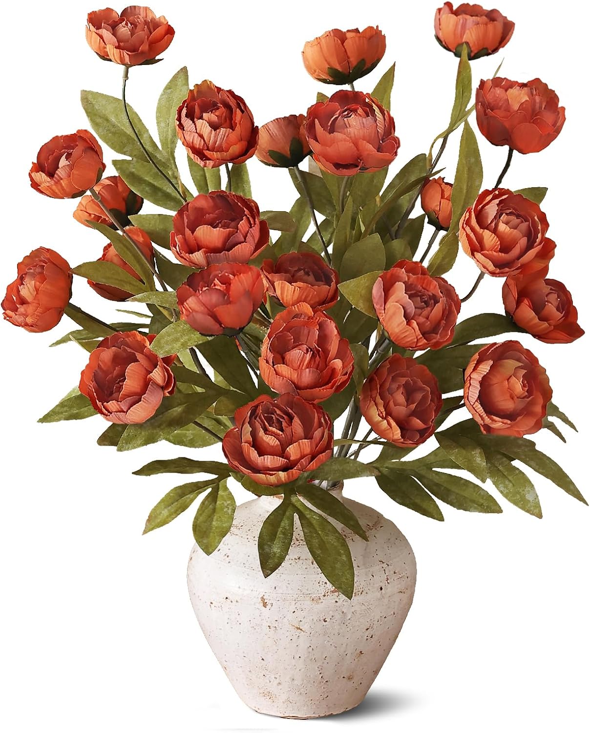 6 Pcs 27" Faux Silk Peony Artificial Flowers Stems for Vase(Cream) | Bulk Fake Peonies Branches with Stems, for DIY Bouquet Centerpieces Wedding Fillers Arrangements Shower Decoration