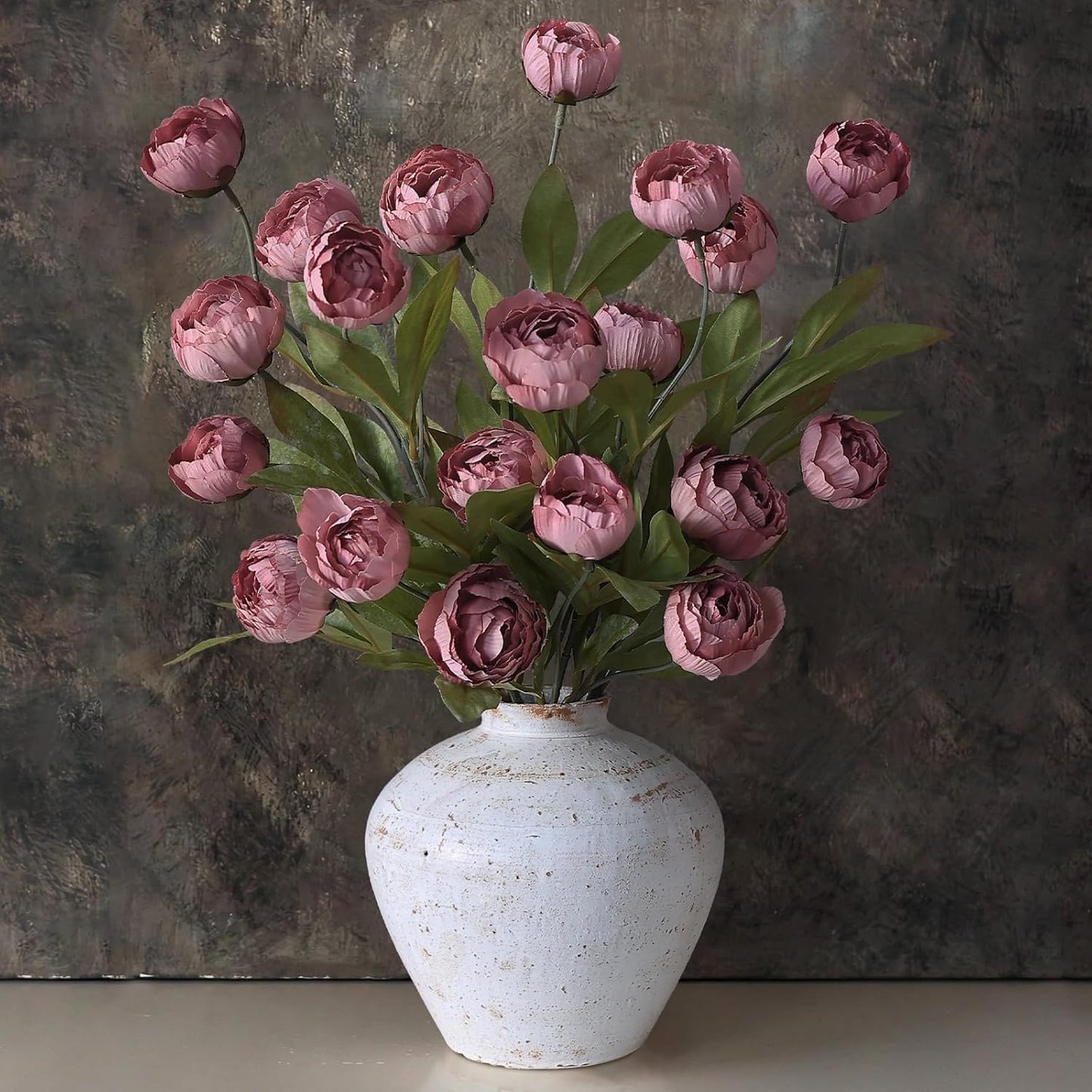 6 Pcs 27" Faux Silk Peony Artificial Flowers Stems for Vase(Cream) | Bulk Fake Peonies Branches with Stems, for DIY Bouquet Centerpieces Wedding Fillers Arrangements Shower Decoration