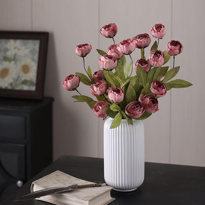 6 Pcs 27" Faux Silk Peony Artificial Flowers Stems for Vase(Cream) | Bulk Fake Peonies Branches with Stems, for DIY Bouquet Centerpieces Wedding Fillers Arrangements Shower Decoration