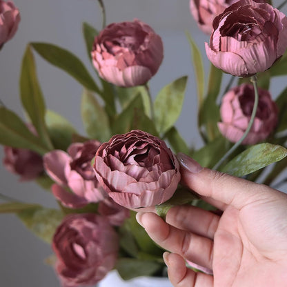 6 Pcs 27" Faux Silk Peony Artificial Flowers Stems for Vase(Cream) | Bulk Fake Peonies Branches with Stems, for DIY Bouquet Centerpieces Wedding Fillers Arrangements Shower Decoration