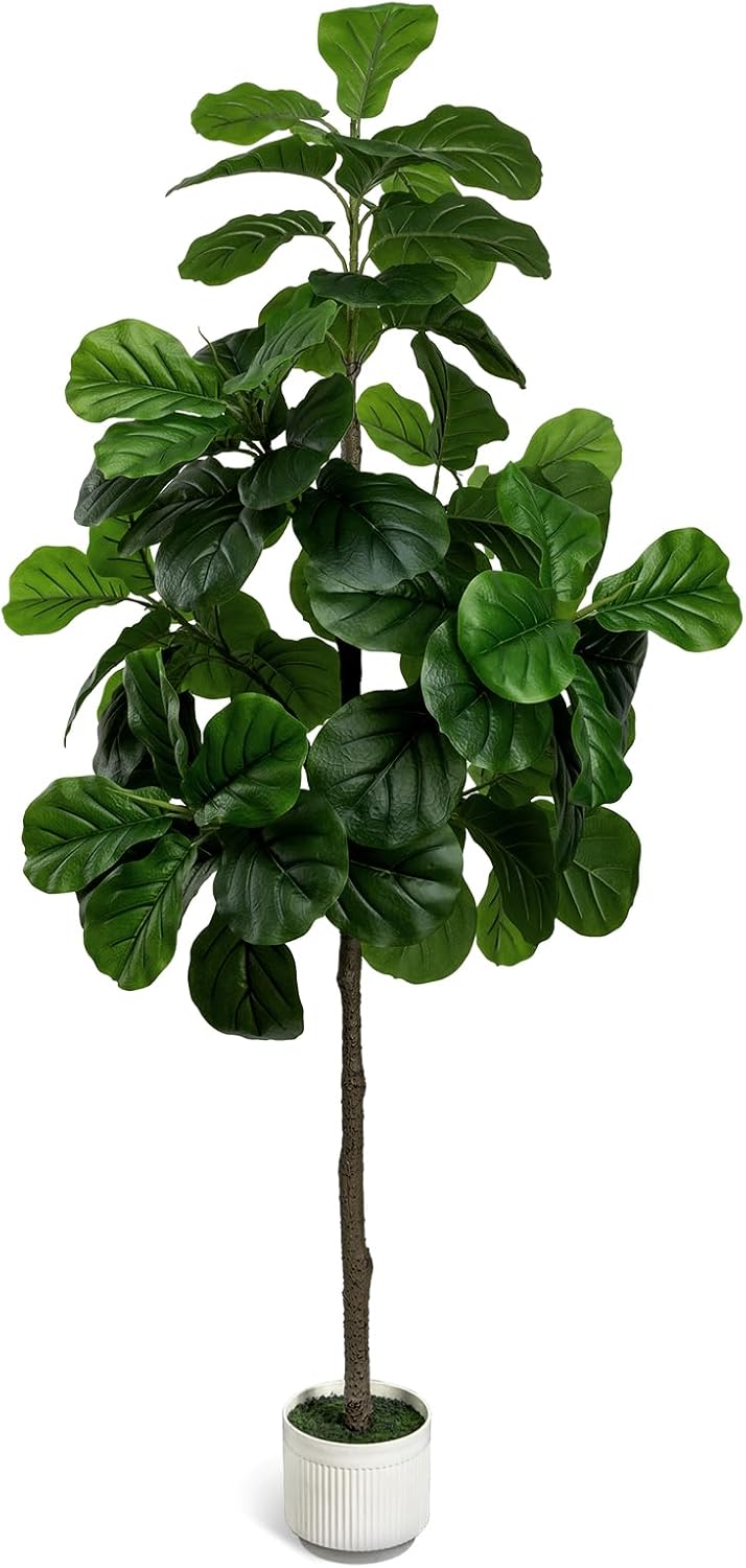 Artificial Fiddle Leaf Fig Tree 6FT with Cotton Basket