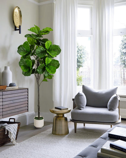 Artificial Fiddle Leaf Fig Tree 6FT with Cotton Basket