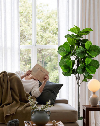Artificial Fiddle Leaf Fig Tree 6FT with Cotton Basket